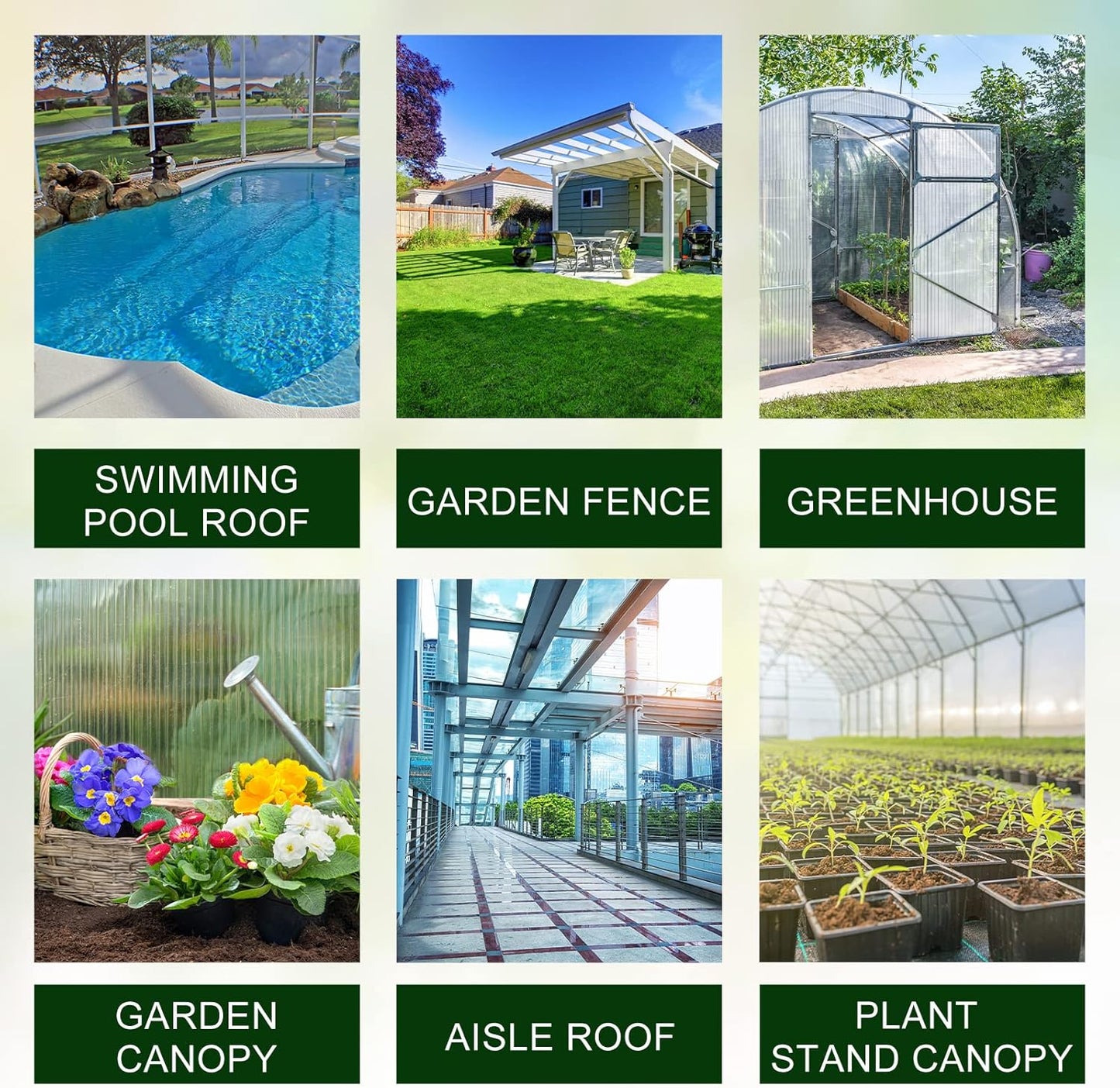 Tatuo 6 Pack 4' X 2' X 0.32'' Polycarbonate Greenhouse Panels Polycarbonate Sheets Twin-Wall Roof Panels Waterproof UV Protected Clear Corrugated Plastic Roofing for Greenhouse Replacement