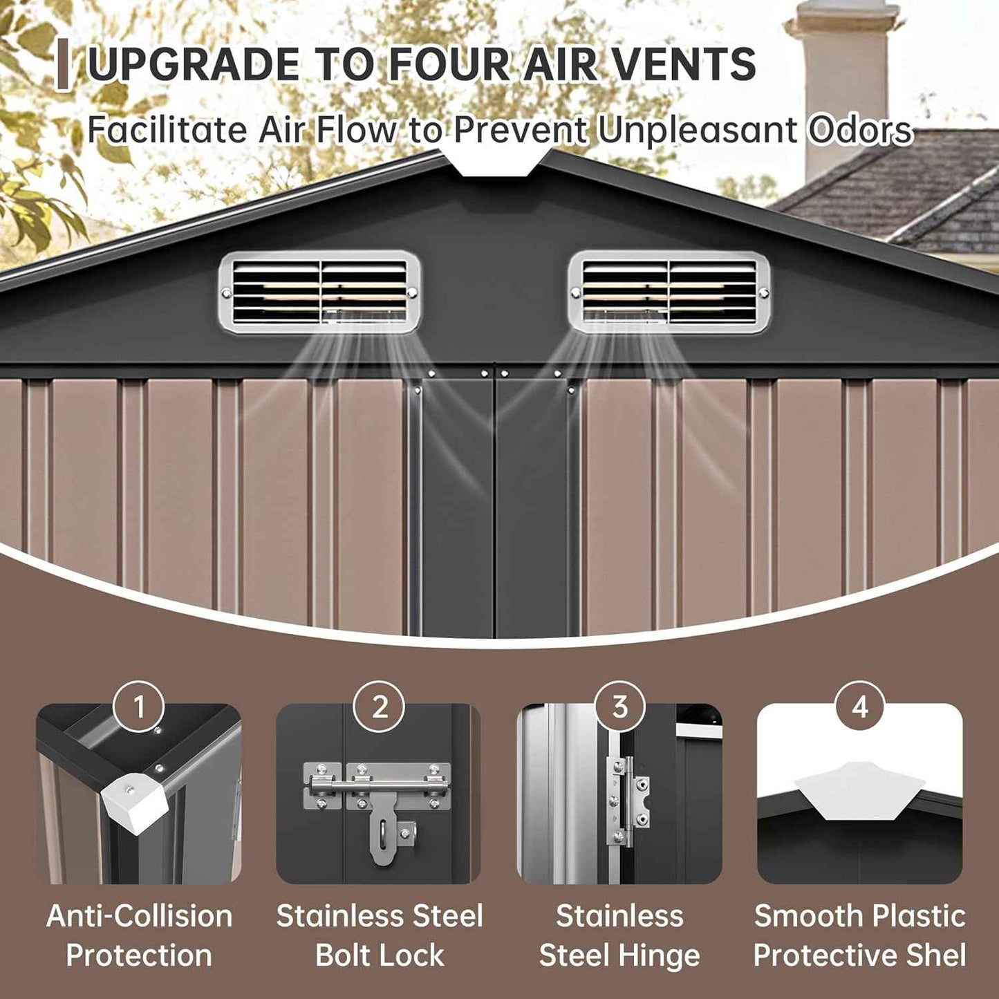 Metal Storage Shed & Outdoor Storage, Outdoor Steel Storages Shed with Sloping Roof, Utility and Tool Garden Sheds for Yard Patio Lawn