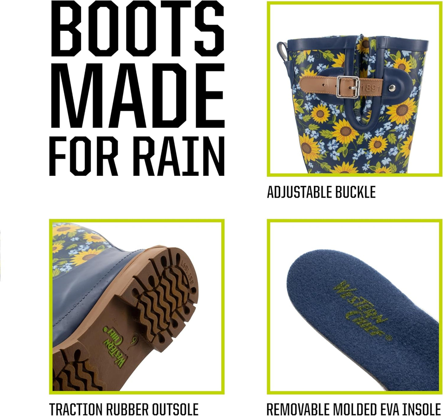 Western Chief Women's Tall Waterproof Rain Boot Outdoor Garden Shoes