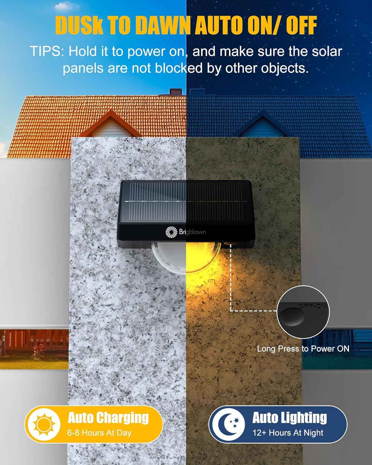 Brightown Solar Step Lights for Outside, 4 Pack Solar Stair Lights Outdoor Waterproof IP68, Multiple Color Modes Step Light Outdoor for Garden Stair, Front Step, Front Porch, Deck, Sidewalk and Patio