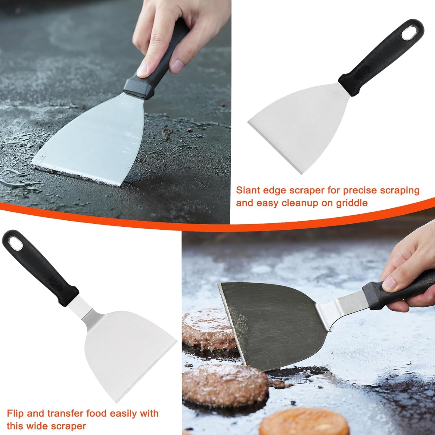 Griddle Accessories Kit - 40PCS Flat Top Grill Tool Set. Griddle Accessories Set with Basting Cover, Spatula, Scraper, Burger Press, Tongs, Cleaning Kit