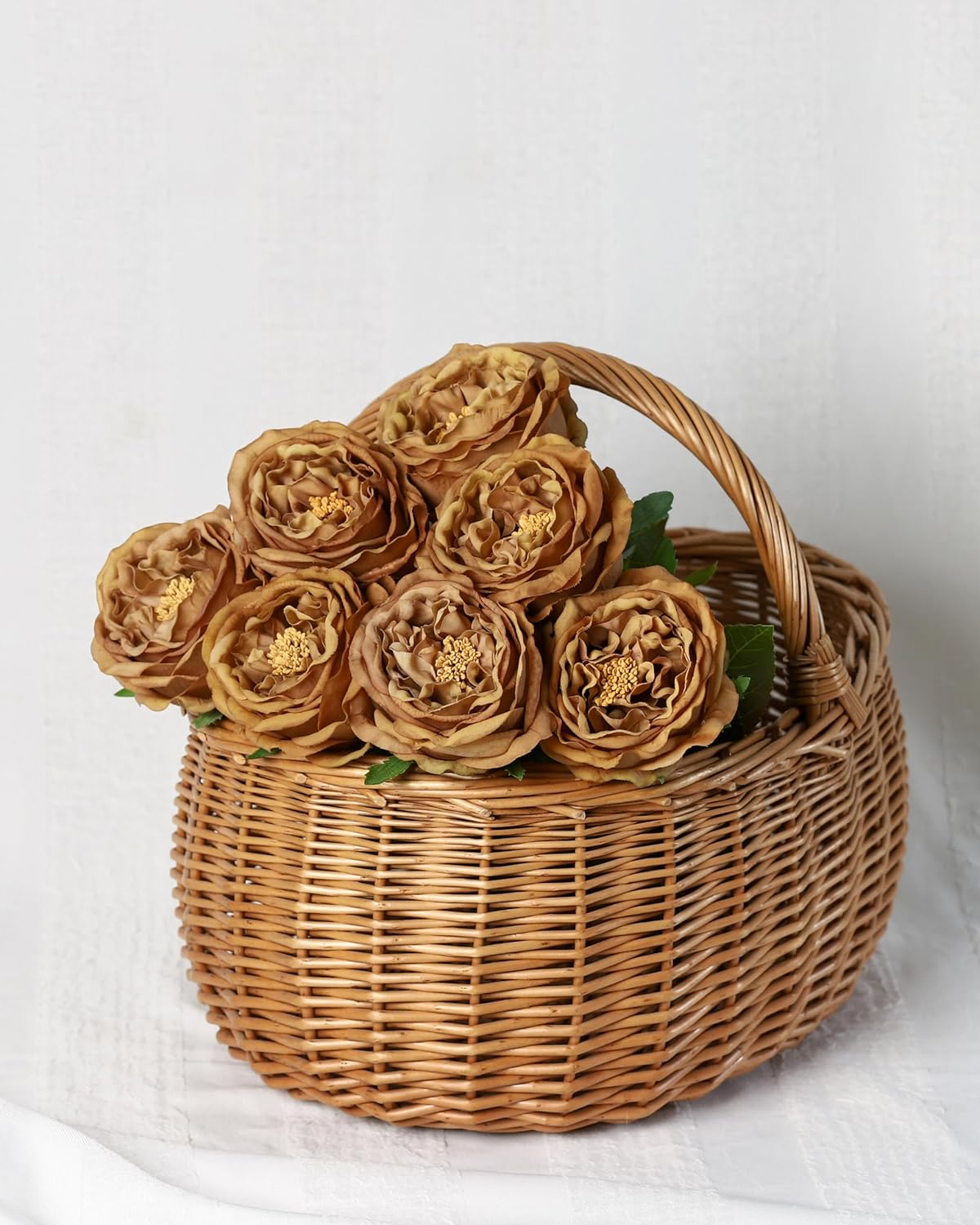 DuHouse 5Pcs Silk Roses Fake Roses with Stems Real Touch Rose Peony Latex Fake Flower for Arrangement Wedding Party Home Decoration