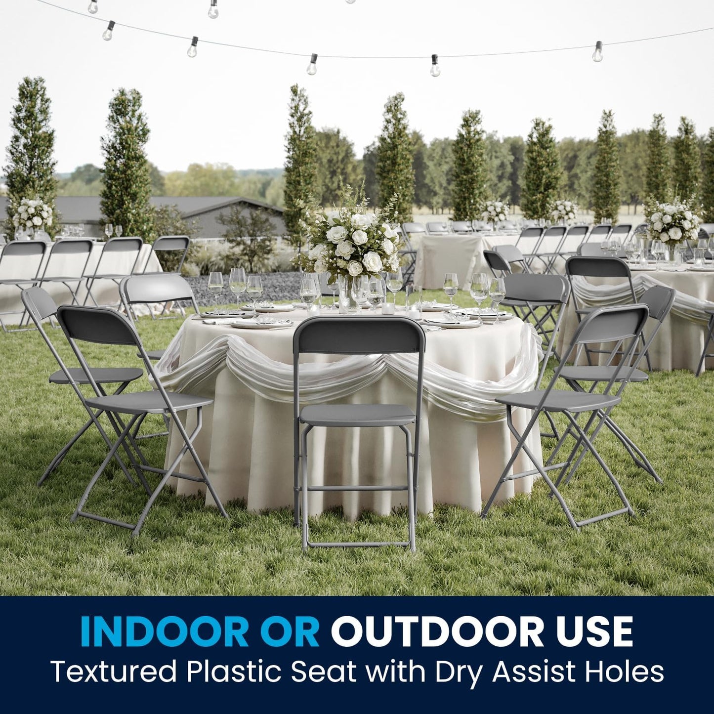 Flash Furniture Hercules Series Plastic Folding Chair - Grey - 4 Pack 650LB Weight Capacity Comfortable Event Chair-Lightweight Folding Chair