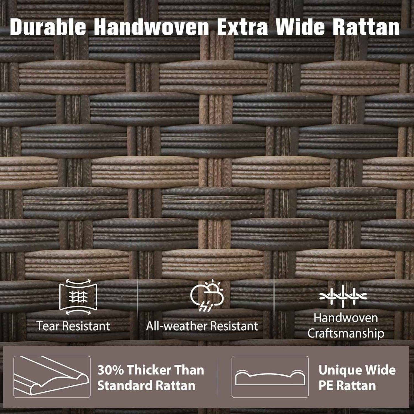 EAGLE PEAK Harbor Haven 3 Piece Wicker Patio Bistro Set, Outdoor Chairs & Side Table, Weather Resistant Furniture Set for Balcony, Deck, Garden, Brown/Beige