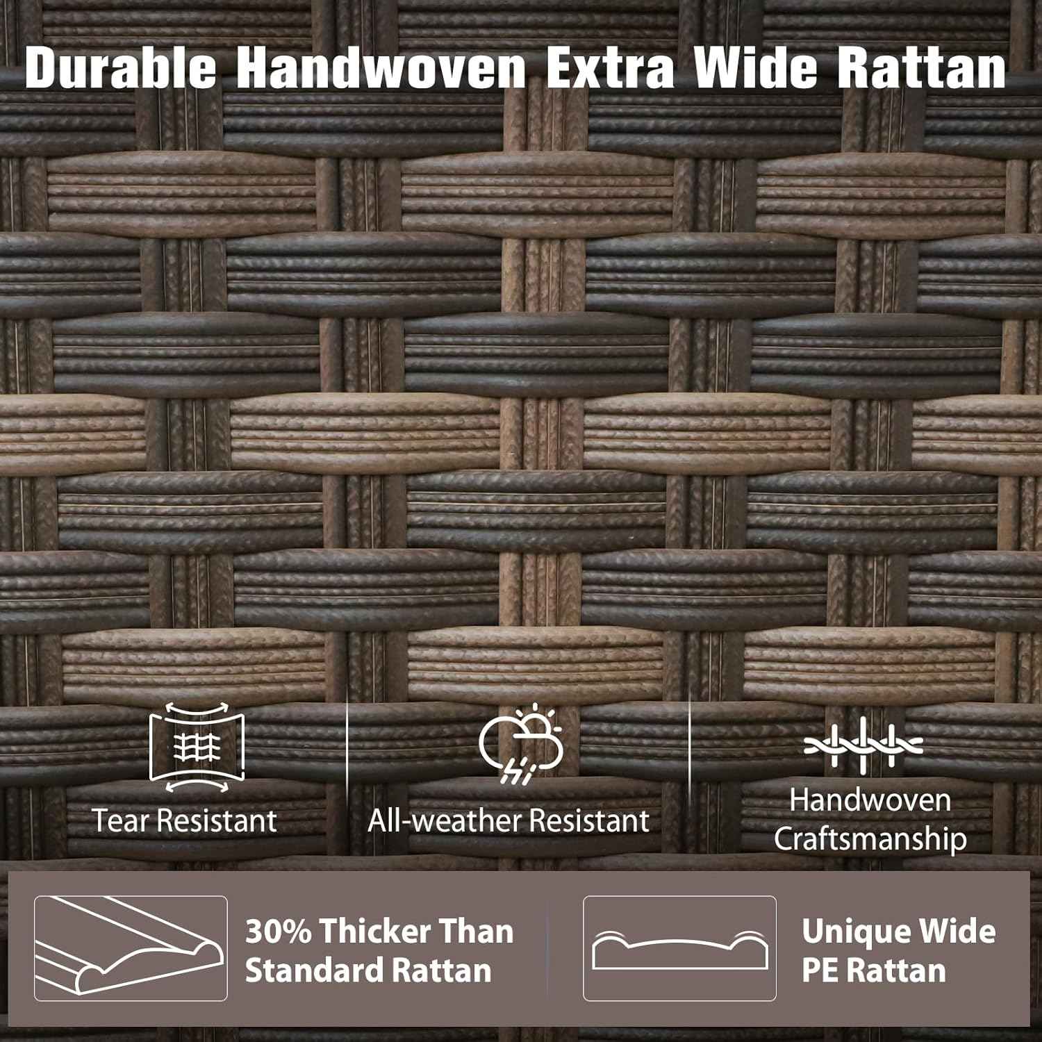 EAGLE PEAK Harbor Haven 3 Piece Wicker Patio Bistro Set, Outdoor Chairs & Side Table, Weather Resistant Furniture Set for Balcony, Deck, Garden, Brown/Beige