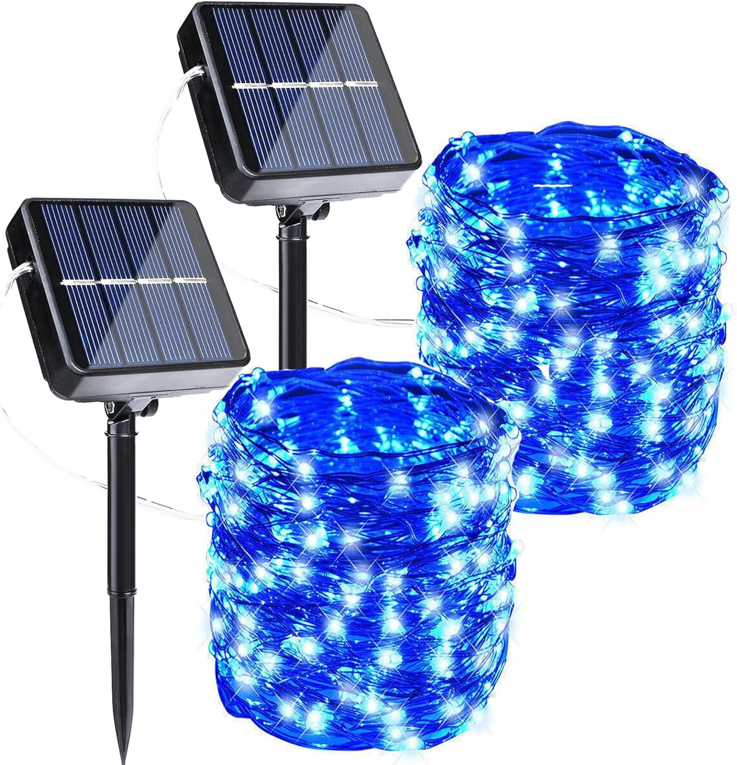 Joomer Solar Fairy Lights, 2-Pack Total 80FT 240LED Solar String Lights Outdoor Waterproof 8 Lighting Modes for Fence Party Garden Patio Yard Home Holiday Tree Outdoor Decoration (Blue)
