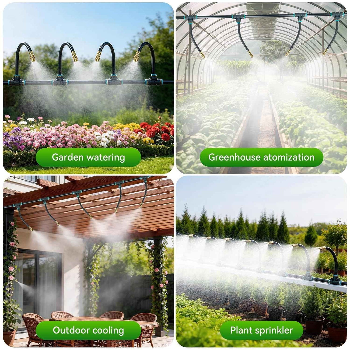 360°Adjustable Drip Irrigation System 200FT,5/16" Extra Long Garden Watering Kit with 32 Copper Nozzles,141Pcs Drip Irrigation Kit，Automatic Atomizing Plant Sprinkler for Large Yard, Greenhouse, Lawn