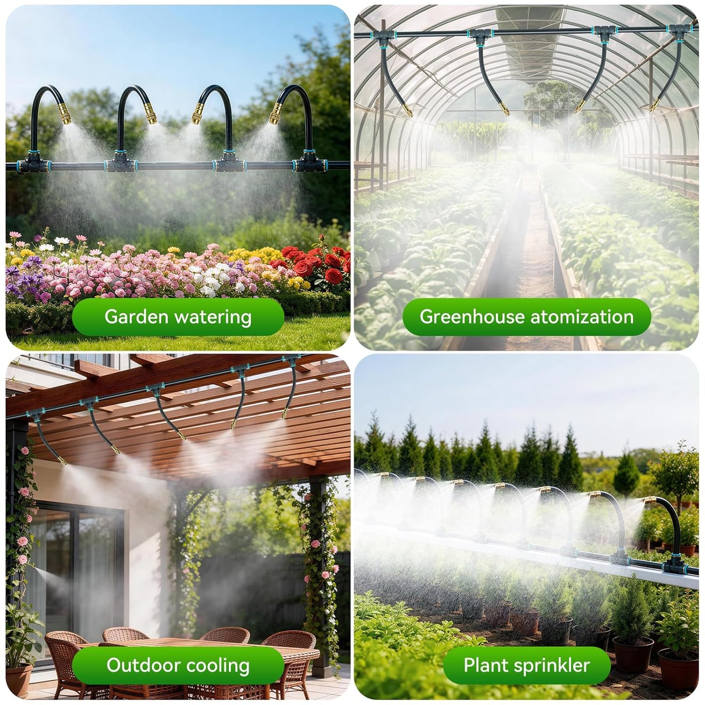 360° Adjustable Drip Irrigation System 100FT,5/16" Garden Watering Kit with 16 Copper Nozzles,82Pcs Drip Irrigation Kit，Automatic Misting Sprinkler System for,Raised Bed, Patio, Lawn & Yard Care