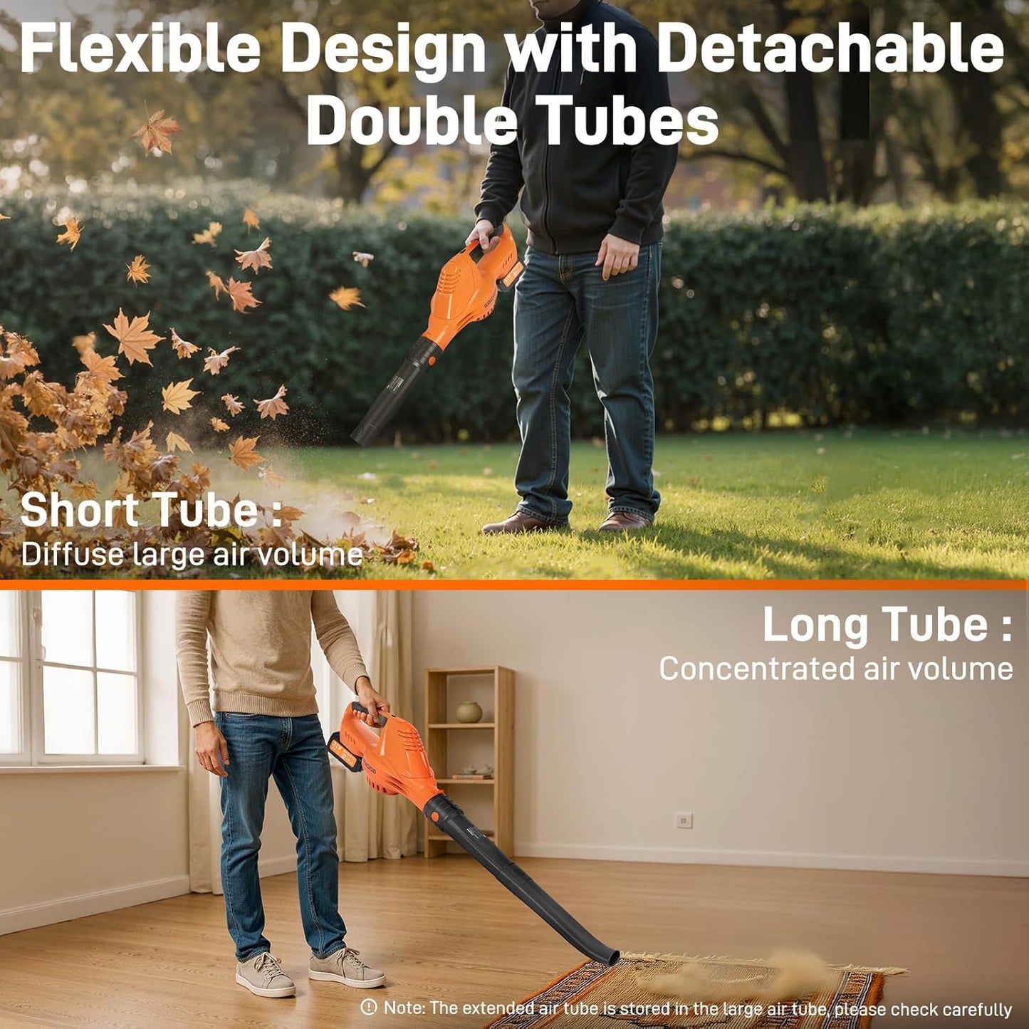 GOCHIFIX Leaf Blower Cordless, 2 * 21V 3.0Ah Battery and Charger, 5 Speed Levels, Lightweight 180 CFM 130 MPH Electric Powered Blower w/Extension Tube for Patio Lawn Care, Leaf Dust Blowing