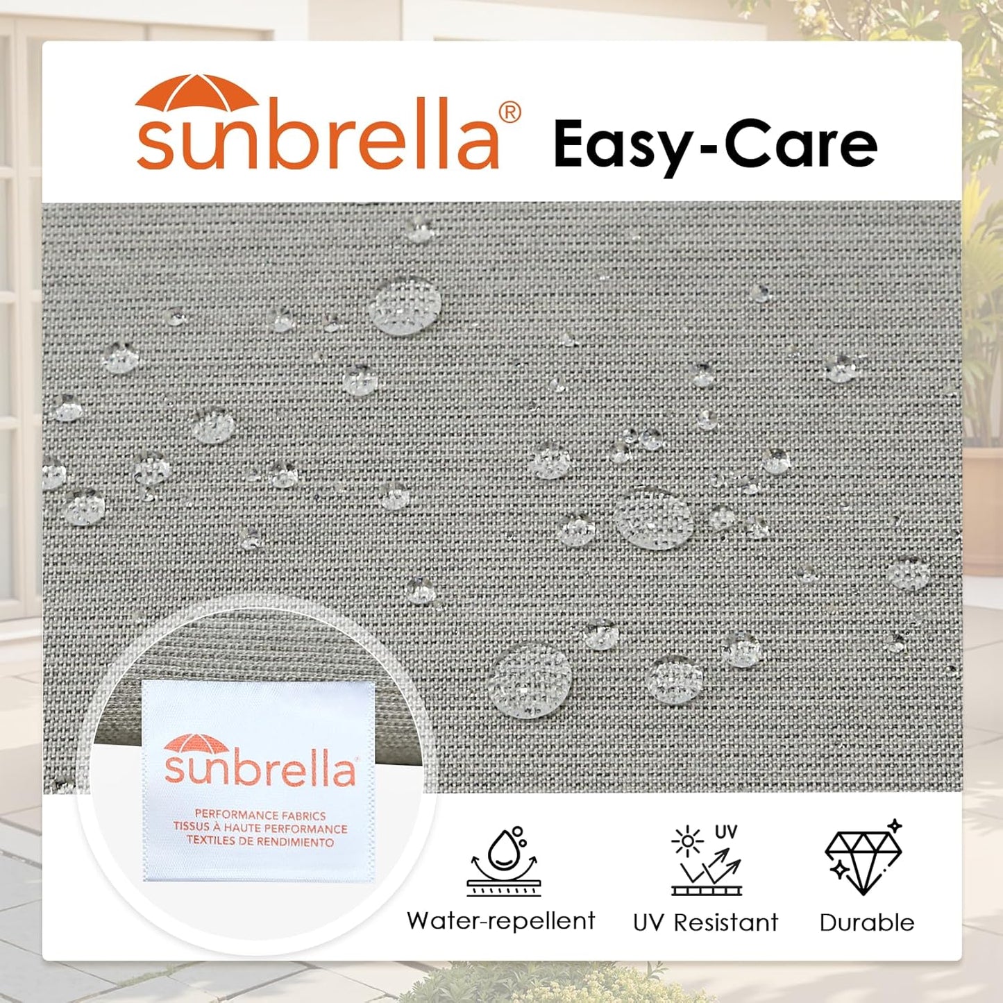 Outdoor Sunbrella Square Corner Seat Cushion, 18.5"x16"x3", Set of 4, Non Slip Outdoor Seat Cushion Pads with Removable Cover for Patio Furniture, Garden Yard Lawn, Specrtum Pebble