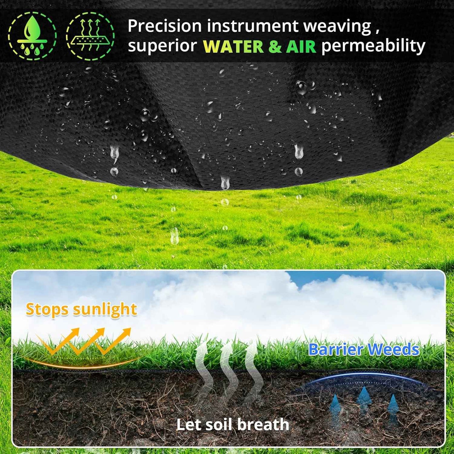 4FT x 100FT Weed Barrier Landscape Fabric, 3.2oz Heavy Duty Woven Geotextile with 20 U-Shaped Pegs & Pre-Printed Cutting Lines, Ground Cover Colth Garden Bed Liner for Landscape, Driveway, Greenhouse