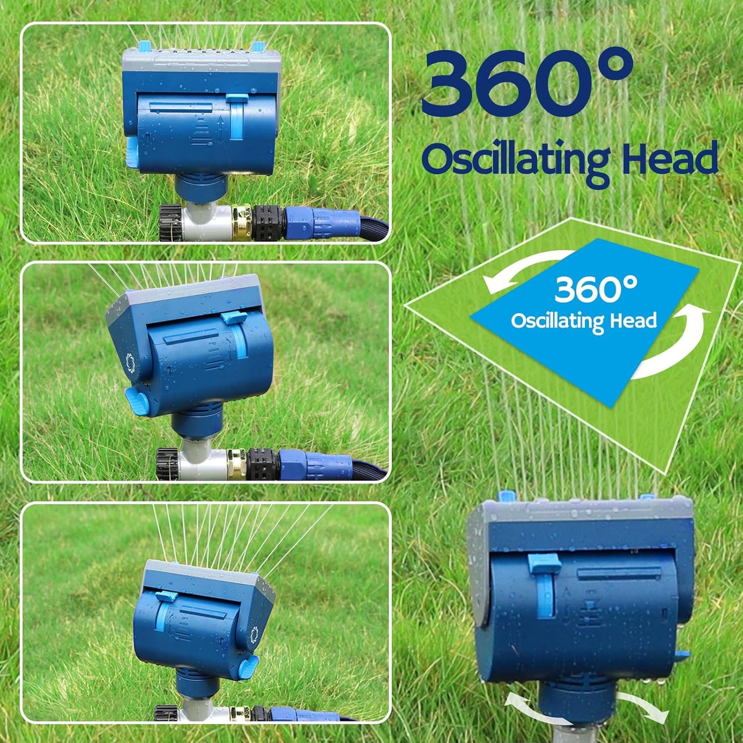 Airthereal Oscillating Sprinkler with Metal Step Spike and Quick Connect Adapter Set, Control Watering Range, Width, and Flow Rate, Covers up to 4,069 sq.ft., AquaVive SR16 [2-Pack]