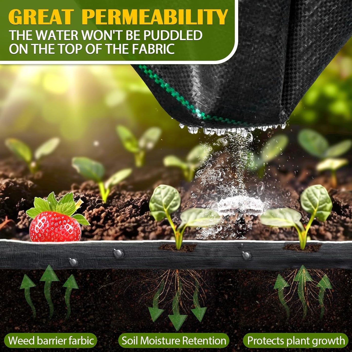 4Ft x 300Ft Weed Barrier Fabric Heavy Duty, Garden Fabric Weed Barrier, Weed Barrier Landscape Fabric, Ground Cover Weed Barrier for Landscaping Fabric, Garden Fabric by KAKO