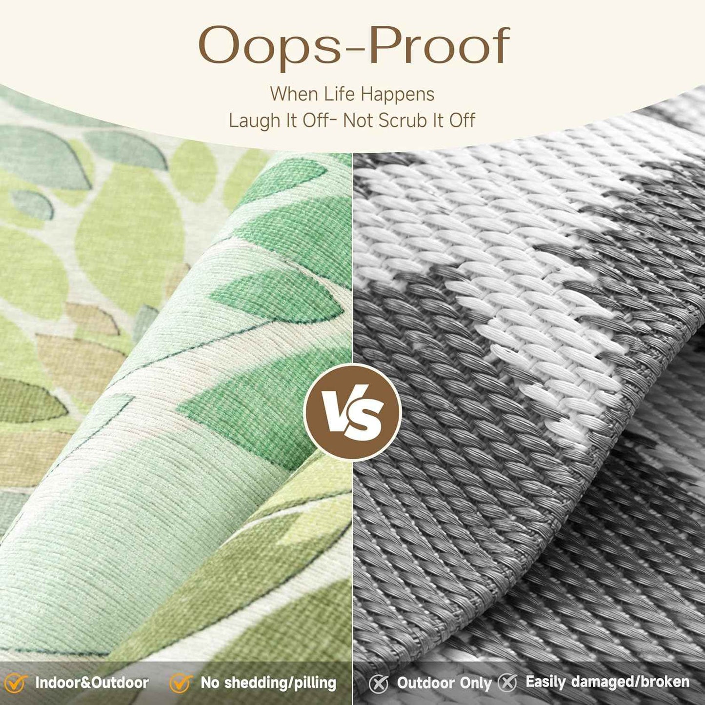 5x8 Indoor Outdoor Area Rug Washable Patio Rug Green Non Slip Non Shedding Waterproof Carpet for Living Room Bedroom Backyard Porch Camping RV Balcony Poolside