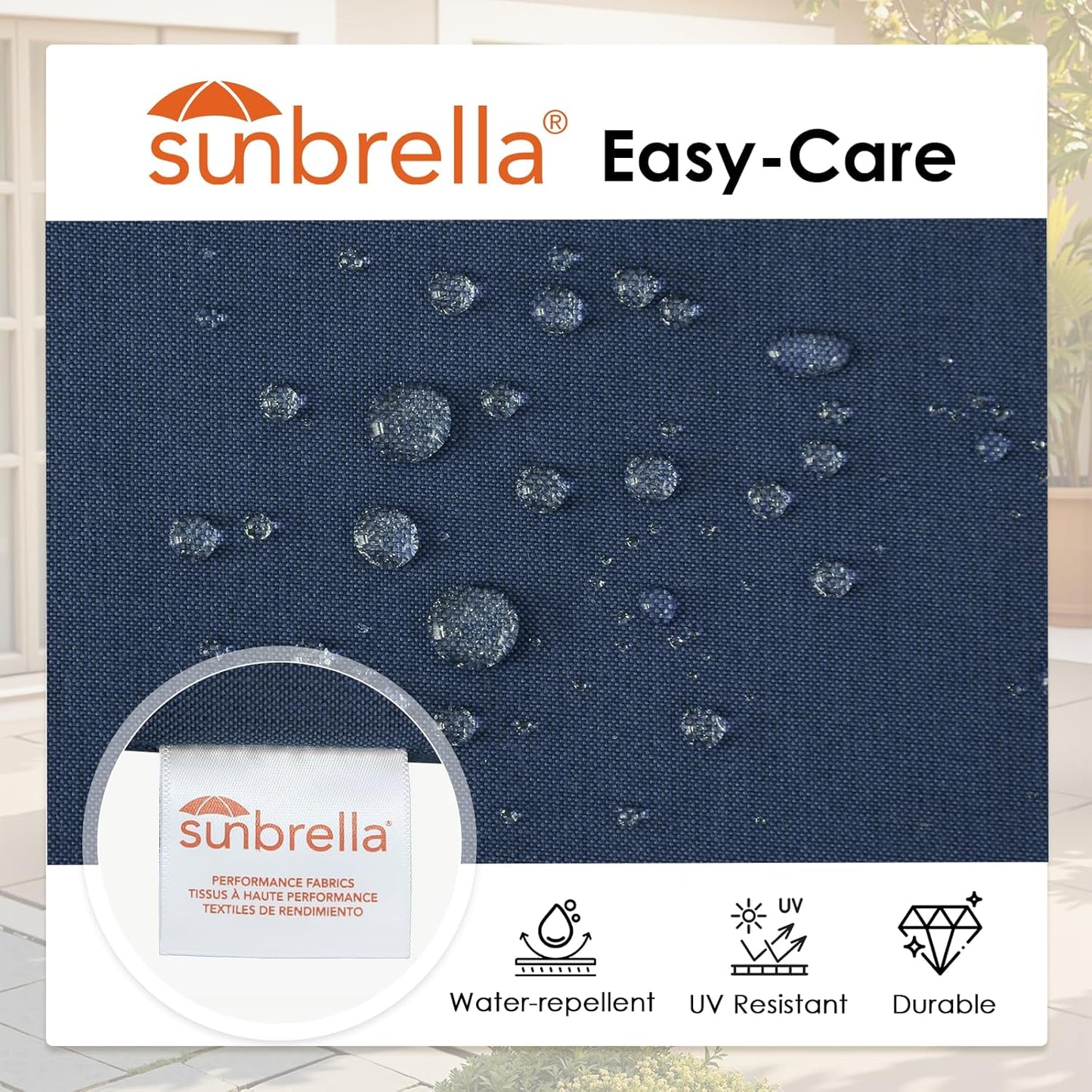 Outdoor Sunbrella Square Corner Seat Cushion, 19"x19"x3", Set of 4, Non Slip Seat Cushion Pads with Removable Cover for Patio Furniture, Garden Yard Lawn, Specrtum Indigo
