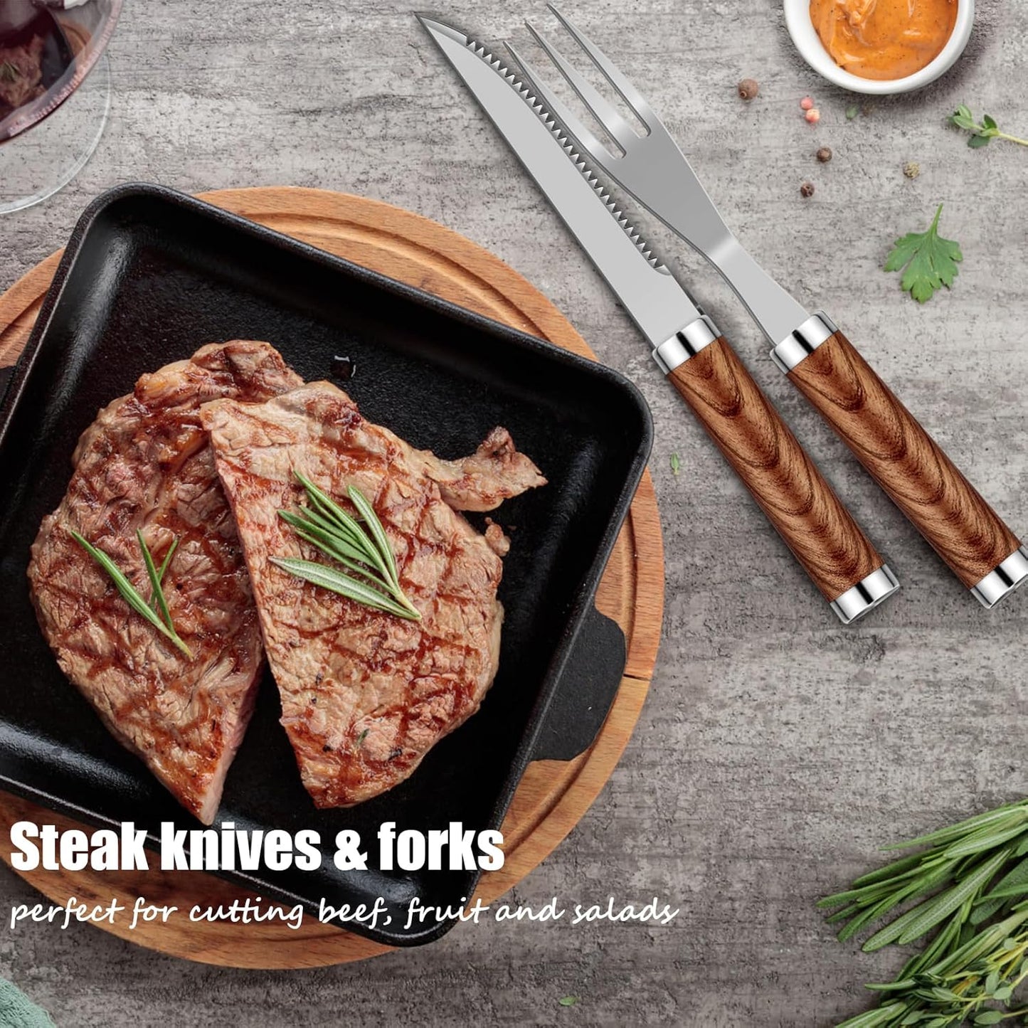 35pcs Deluxe Grilling Gifts Set for Birthday Fathers Day, Stainless Steel BBQ Accessories Kit for Men Dad, Professional Grill Tools Utensils with Scissors, Meat Claws in Aluminum Case Brown