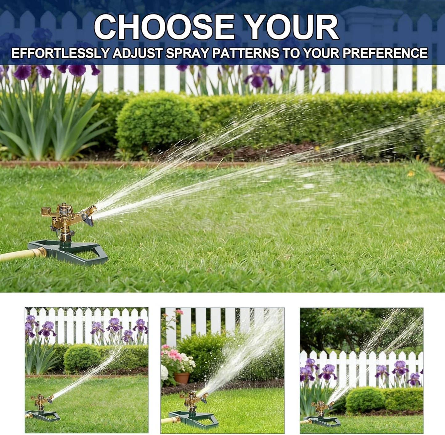 Hourleey Impact Pulsating Sprinklers for Yard - Heavy Duty Lawn Sprinkler with Metal Base, Adjustable Rotating 360 Degree for Large Area Garden, Coverage up to 5,800 Sq. Ft