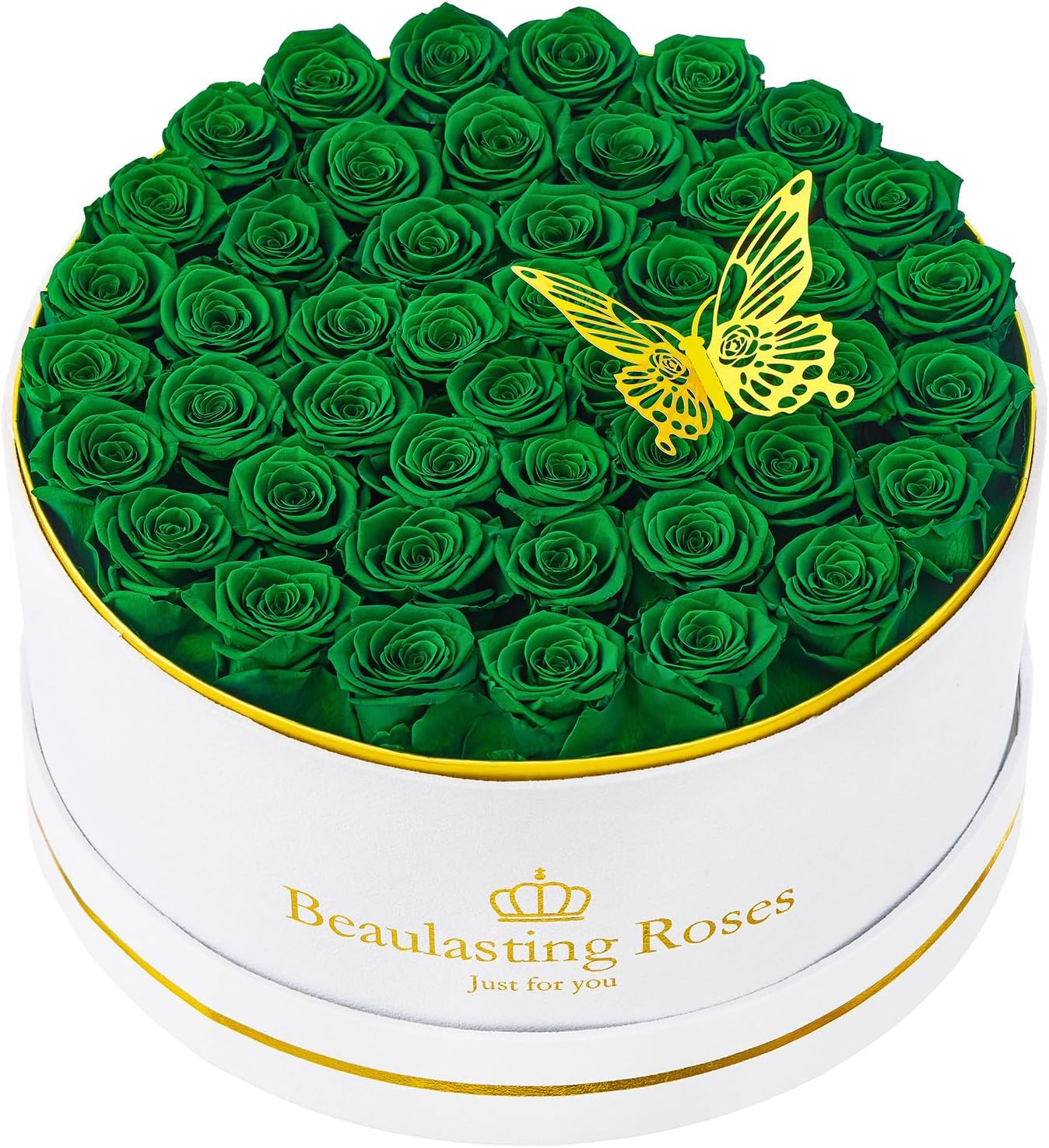 Preserved Roses Forever Flowers Real Roses in a Box Mother's Day Birthday Flowers for Her Mom Women Wife Valentine's Day, Green, 47 Piece