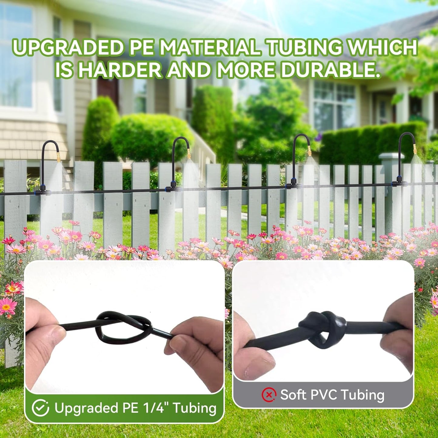 1/4" 120Ft Garden Drip Irrigation System with 16pcs 360°Adjustable Brass Nozzles & Bendable Rod, 2026-Upgraded Watering System Kit for Outdoor Raised Bed, Potted Plant, Yard, Greenhouse