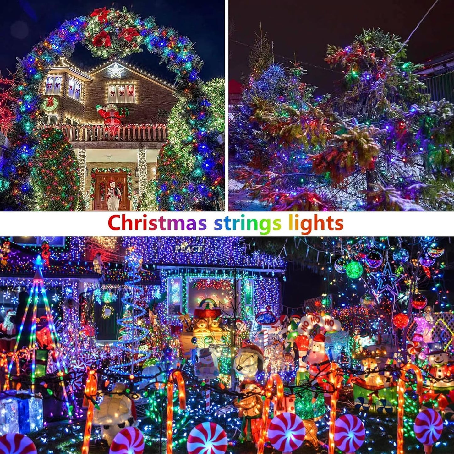 2-Pack Solar String Lights Outdoor, Total 200LED Solar Light Outdoor Waterproof, Solar Twinkle Lights Copper Wire 8 Modes Fairy Light for Xmas Tree Garden Wedding (Multicolor)