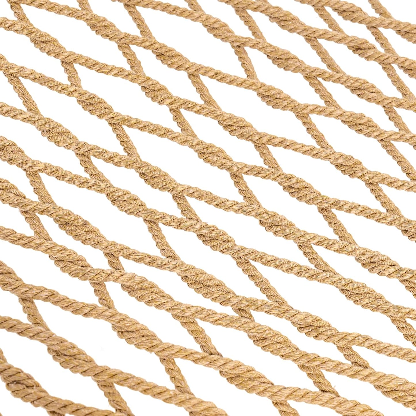Lazy Daze Hammocks Double Rope Hammock, 2 Person Traditional Outdoor Hand Woven Cotton Rope Hammock with Spreader Bar, Chains, Tree Straps for Patio Yard - Max 450 Lbs, Tan