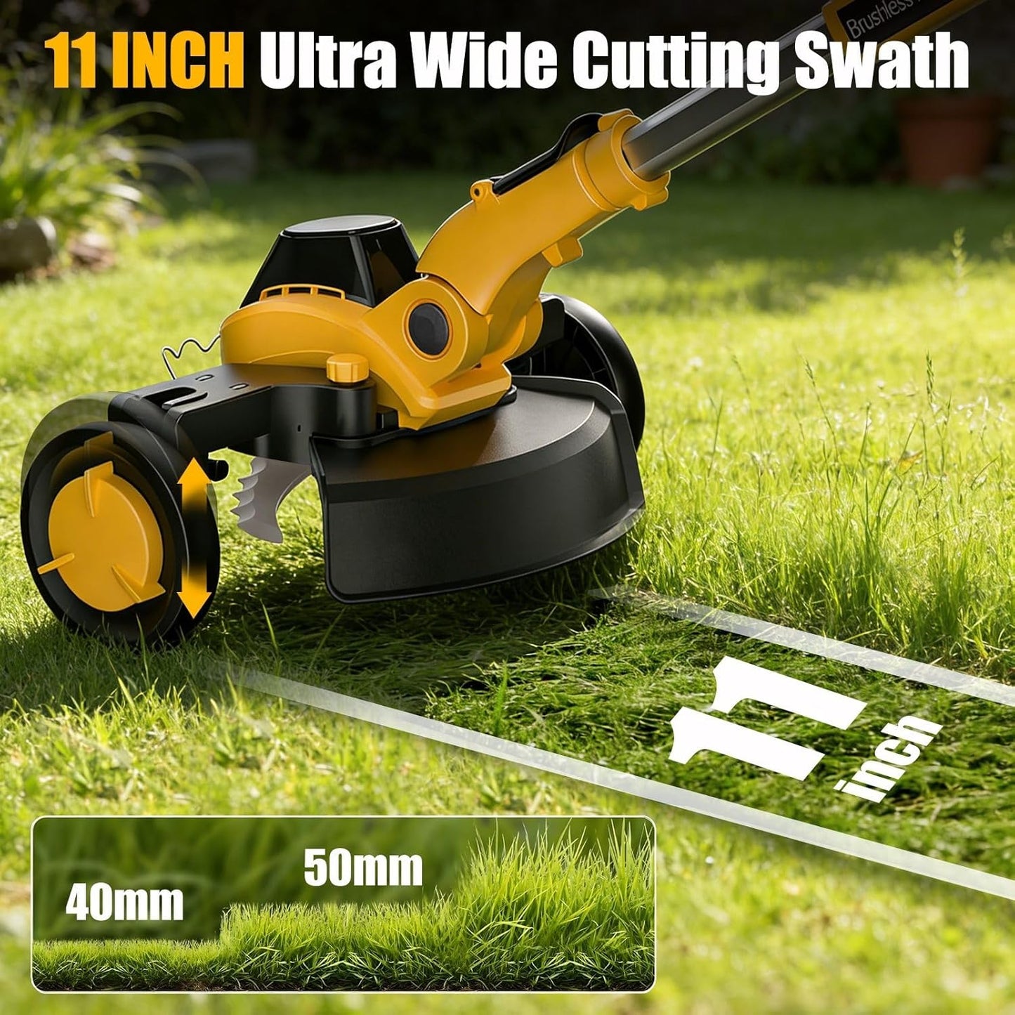 Weed Wacker Cordless Compatible with DEWALT 20V MAX Battery, Electric Weed Cordless Eater with 4 Types Blades, Brushless Grass Trimmer/Lawn Edger/Mower/Brush Cutter for Yard Garden(No Battery)