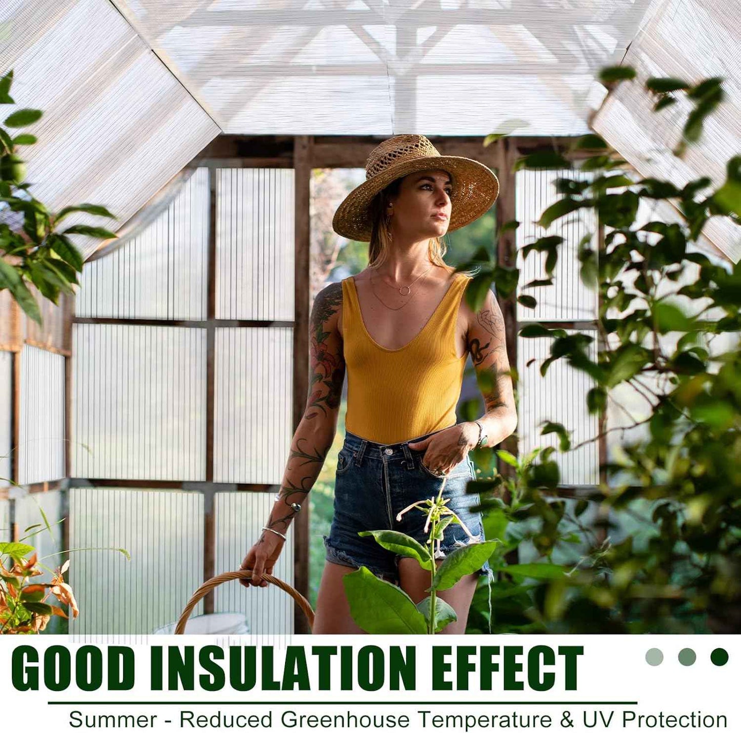 Tatuo 6 Pack 4' X 2' X 0.32'' Polycarbonate Greenhouse Panels Polycarbonate Sheets Twin-Wall Roof Panels Waterproof UV Protected Clear Corrugated Plastic Roofing for Greenhouse Replacement