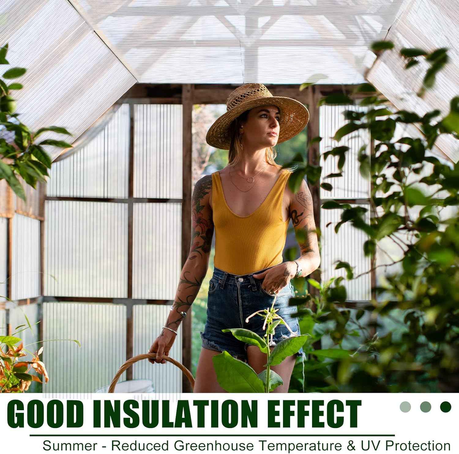 Tatuo 6 Pack 4' X 2' X 0.32'' Polycarbonate Greenhouse Panels Polycarbonate Sheets Twin-Wall Roof Panels Waterproof UV Protected Clear Corrugated Plastic Roofing for Greenhouse Replacement