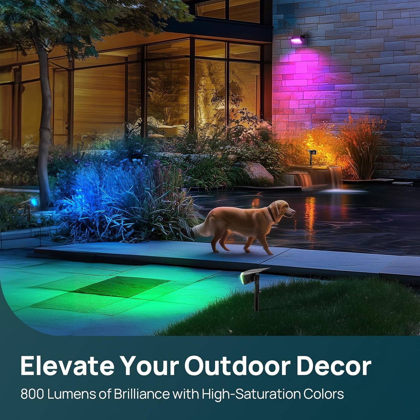 Linkind RGB Solar Spot Lights Outdoor Waterproof IP67, 60 LED 10 Lighting Modes Color Changing Landscape Lighting for Garden Yard Pathway Decorations (4 Pack, Multicolor)