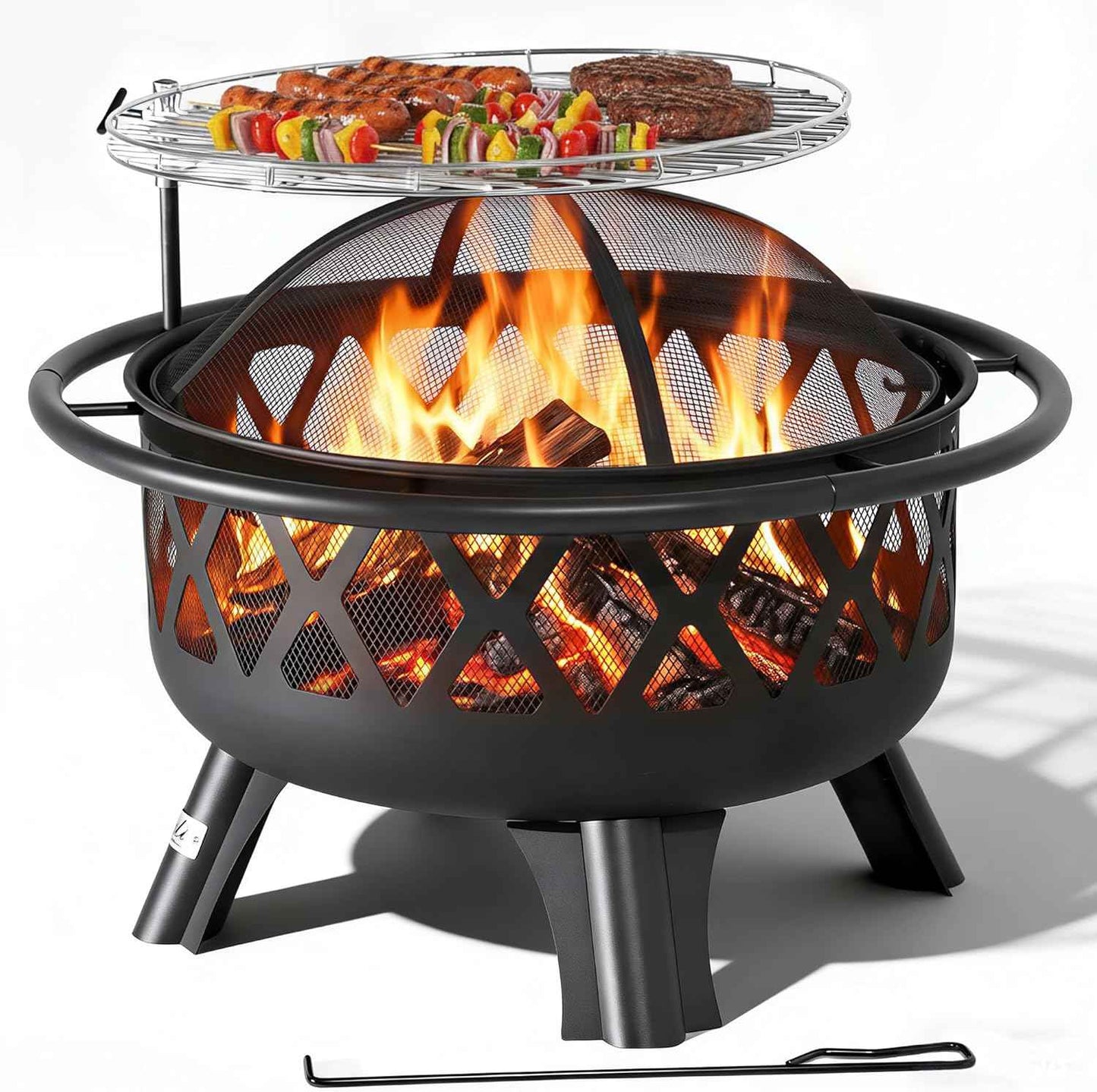 BALI OUTDOORS Outdoor Fire Pit for Wood, Portable Fire Pits for Outside Wood Burning, Patio Firepits for Outside with Grill, Spark Screens