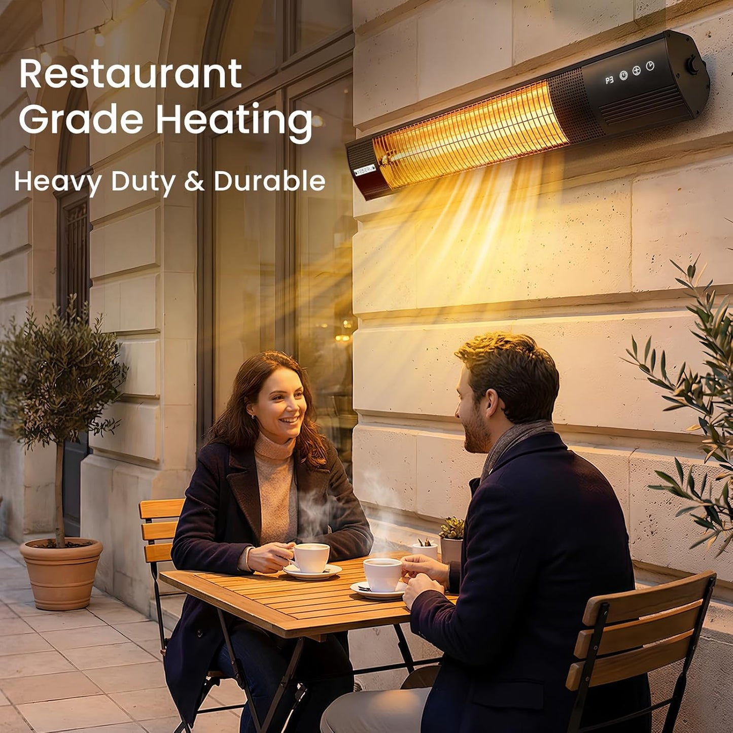 YESERLl Electric Patio Heater with Remote Control- 1500w Outdoor Heater Fast Heating with 3 Power Setting, WallMounted Carbon Infrared Heater Quiet - IP65 Waterproof and 24H Timer for Snow Outdoor