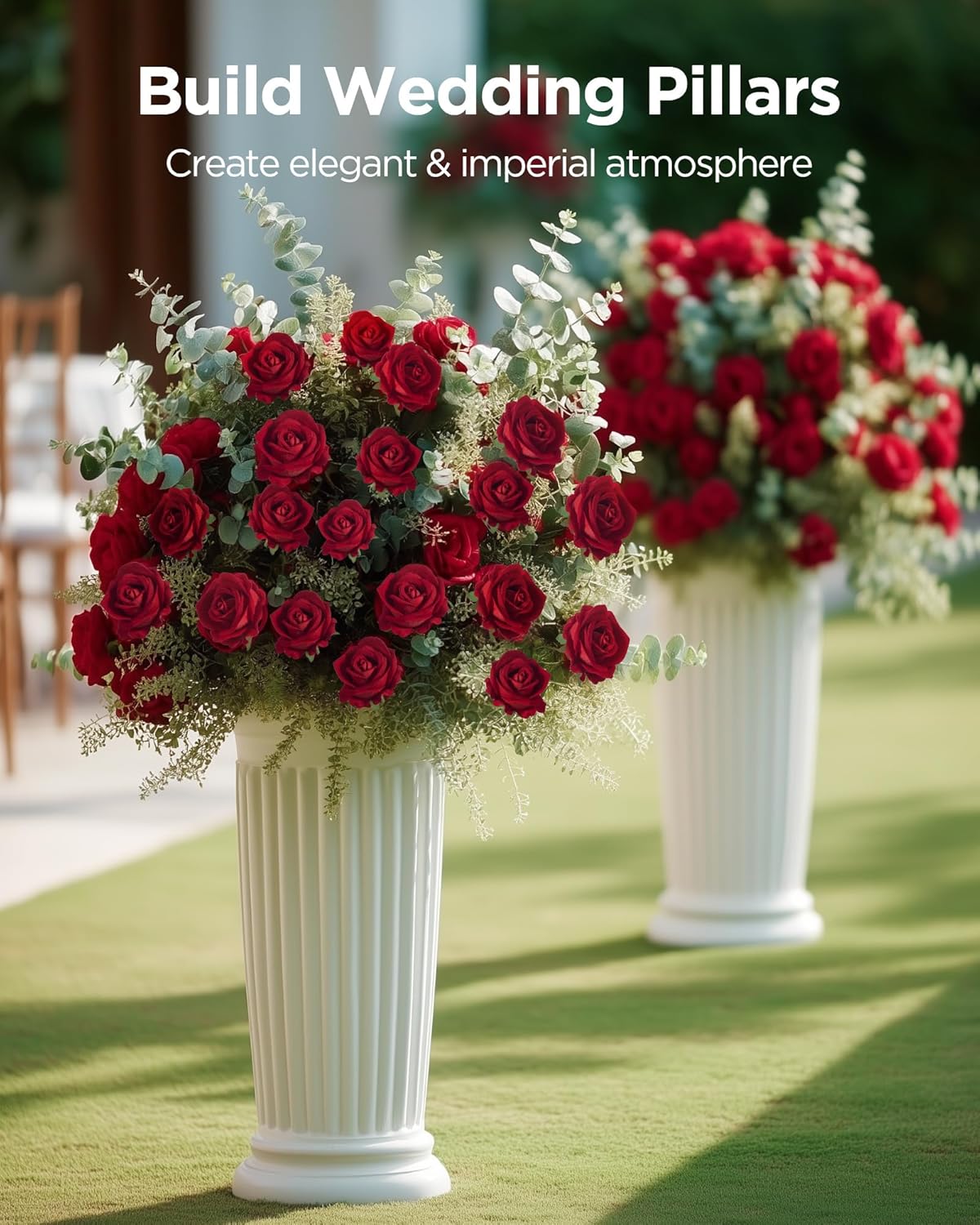 InnoGear 50 Pcs Red Roses Artificial Flowers, Fake Velvet Silk Rose Bulk Faux Flower for Mother's Gift Decoration DIY Wedding Centerpieces Proposal Bridal Bouquets Party Floral Decor (50, Red)