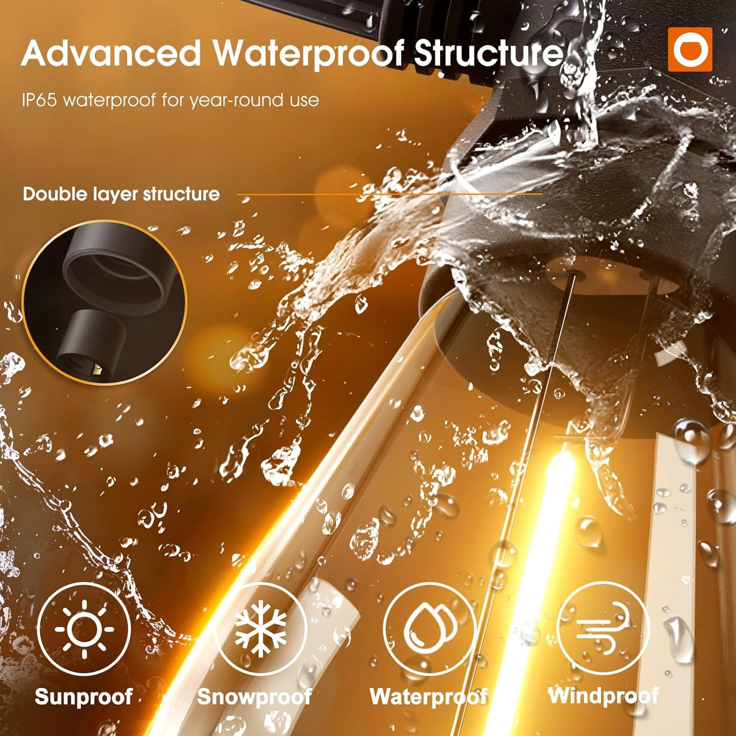 addlon 48FT(2FT Space) LED Outdoor String Lights with 24 Edison Shatterproof Bulbs, Heavy-Duty and Weatherproof Strand, Commercial Grade Patio Lights, Decorative for Garden or Patio, Black