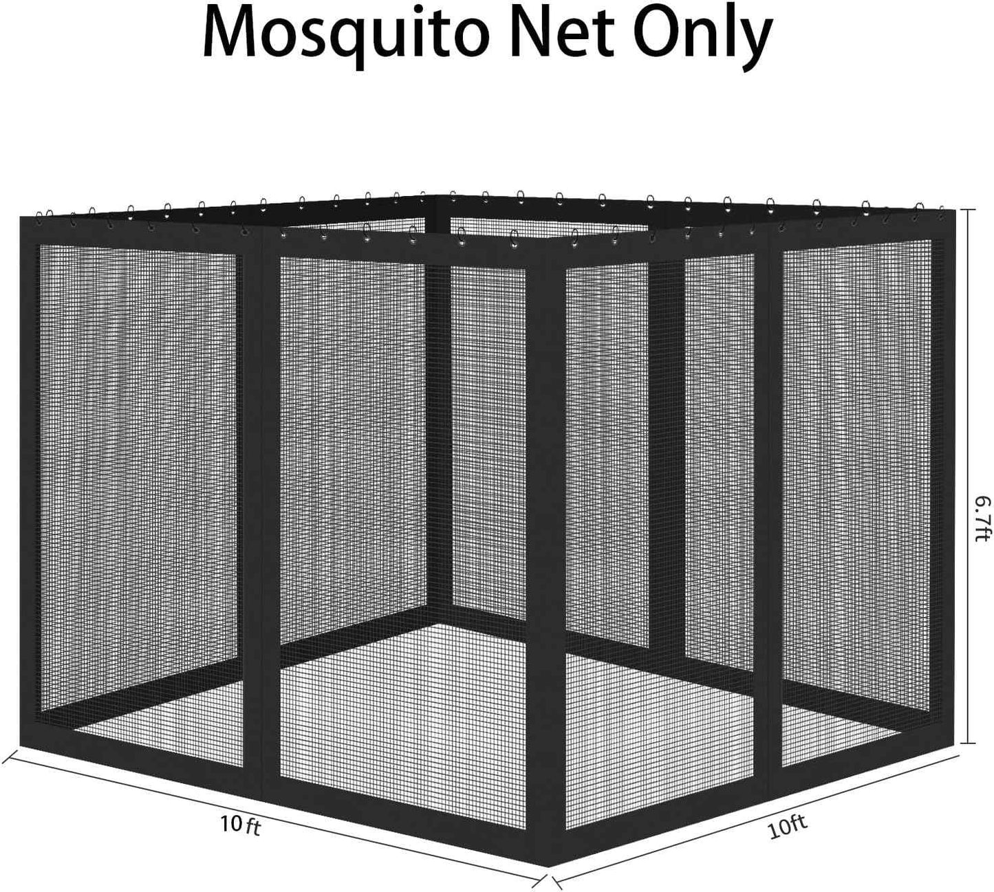 Gazebo Universal Replacement Mosquito Netting, Outdoor Mesh Netting Screen 4-Panel Sidewall with Zipper for Patio, Canopy, Garden and Backyard, Gray(Mosquito Net Only) (Black, 10' x 10')