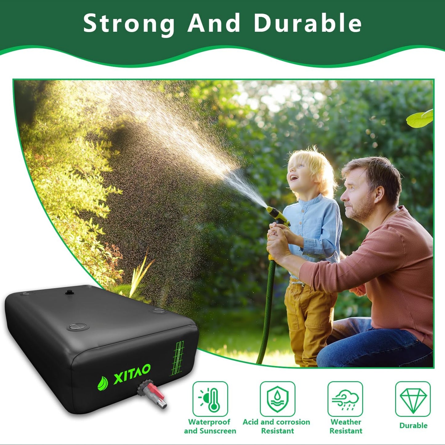 XITAO 63Gal Water Storage Bladder w/Water Level Indicator, Large Capacity Foldable Water Storage Containers, Portable Emergency Water Tank Water Bag for RVs, Fire Prevention, Irrigation