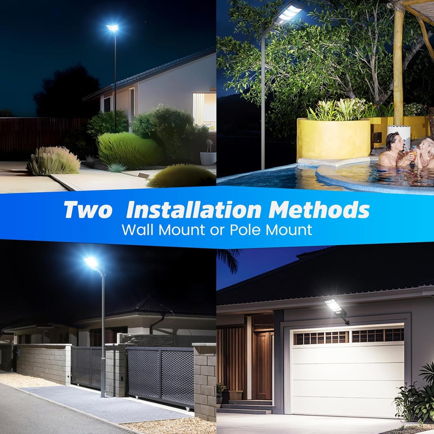JWT 4 Pack Solar Street Lights Outdoor Waterproof - Solar Powered Flood Light with Motion Sensor & Remote Control 6500K 20000LM,Dusk to Dawn Commercial Solar Lights Outdoor for Parking Lot