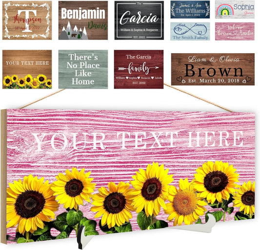 Custom Wood Sign Prsonalized Text Business Home Decor, Personalized Rustic Plaque Board Hanging Wooden Name Sign for Wall Art, Customized Signs Plank Decoration Gifts for Wedding Family Farmhouse Kitchen, Rectangle