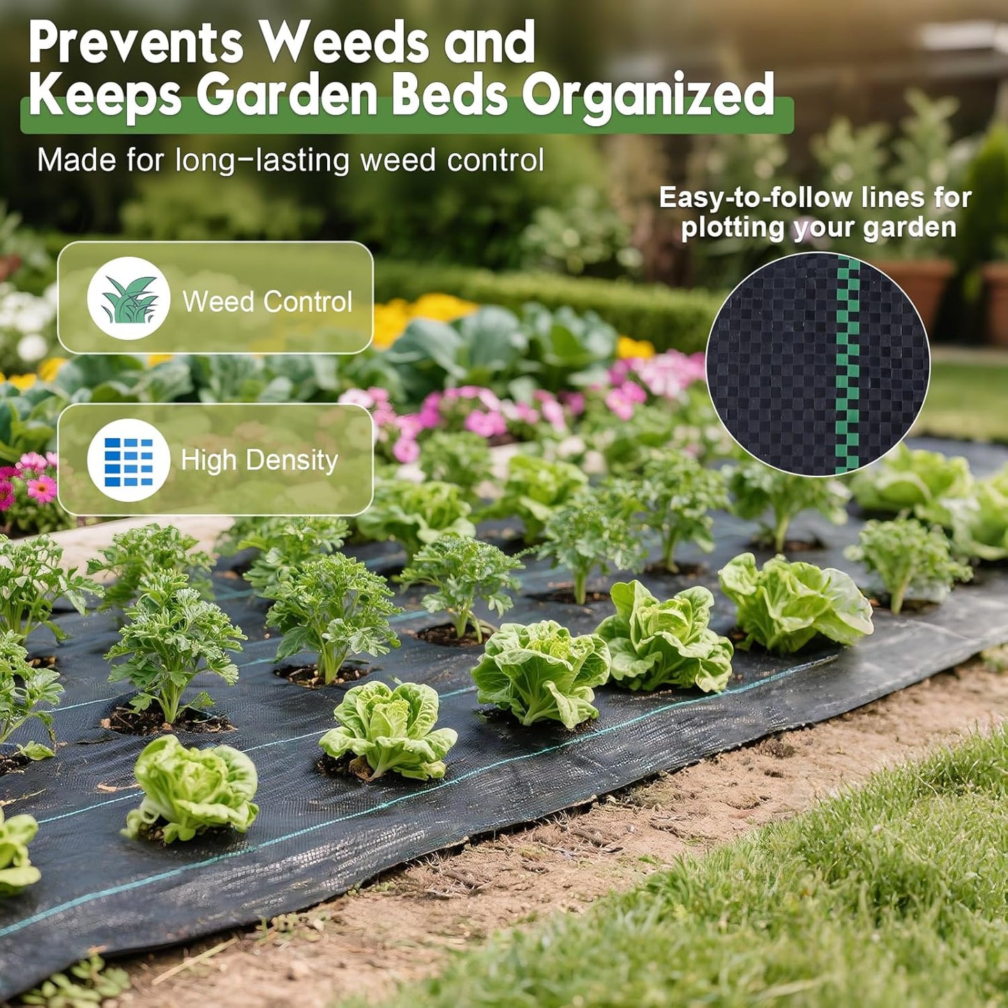 3FTx100FT Weed Barrier Fabric Heavy Duty, Gardening Landscape Fabric Cover Mat, Durable Weed Control Fabric for Garden Bed Cover, Landscaping, Commercial Driveway, Underlayment Use (3x100FT-3.2OZ)