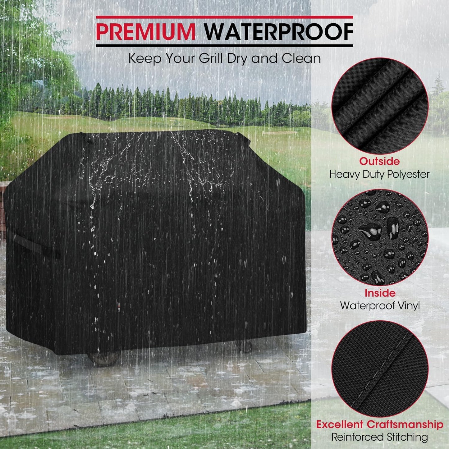 Unicook 65 Inch Grill Cover for Weber Genesis II 400 Series, 4 Burner BBQ Cover for Outdoor Grill, Heavy Duty Waterproof Fade Resistant, Compared to Weber 7131