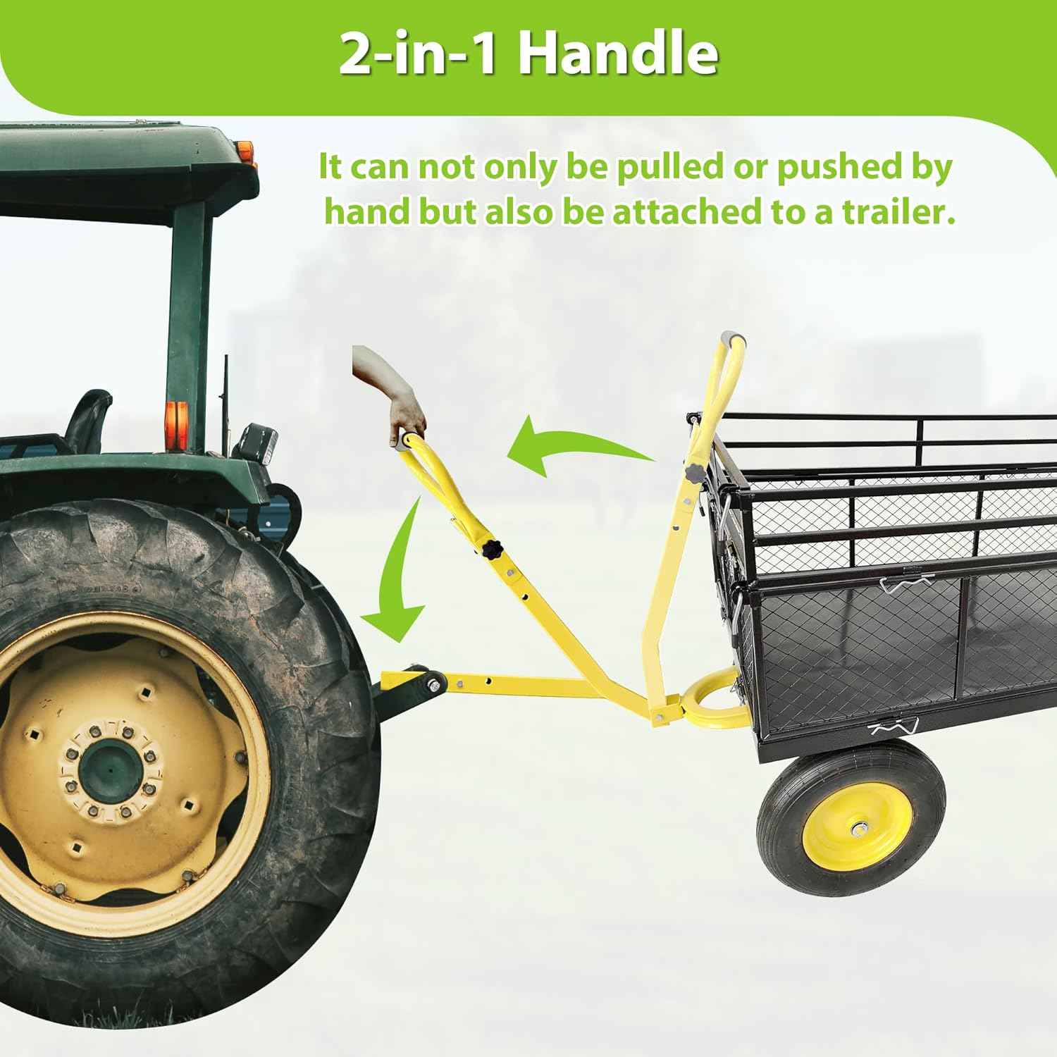 Heavy-Duty Steel Wagon Garden Cart – 1400 lbs Capacity, Removable Mesh Sides, 16" Tires, 2-in-1 Handle – Perfect for Garden, Farm, Yard, Black