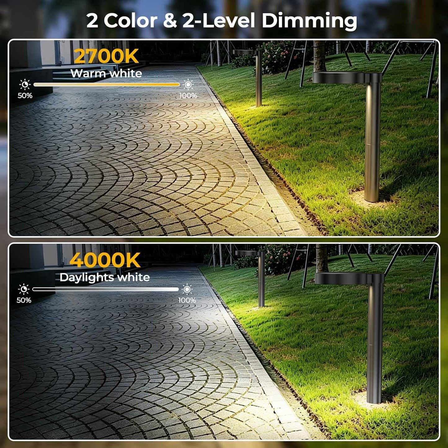 Solar Pathway Lights Outdoor, Solar Walkway Lights with Brightness Adjustable, 2 Color Modes Waterproof Outdoor Solar Light for Garden Yard Driveway Landscape Patio Lawn(4 Pack)