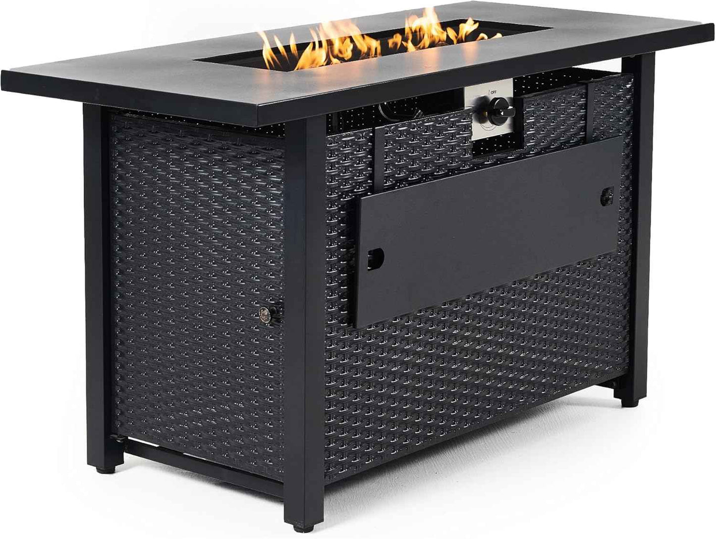 Propane Fire Pit Table – Rectangle 43 Inch Outdoor Firepit for Patio, Balcony, and Garden – Versatile Gas Fire Pit with Lava Rock & Table Lid