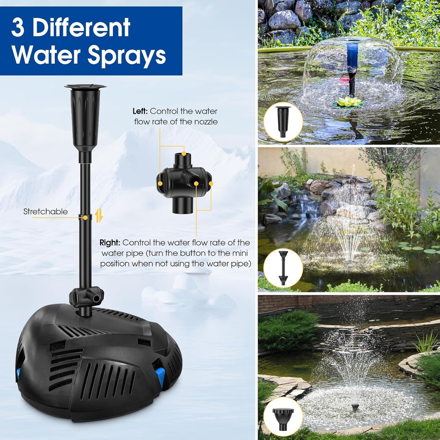 Antfraer 70W Solar Pond Filter with Water Pump, Solar Pond Filter with Water Shortage Protection, Pond Pump with 17FT +10FT Cord For Fish Pond Garden Waterfall Clean & Clear
