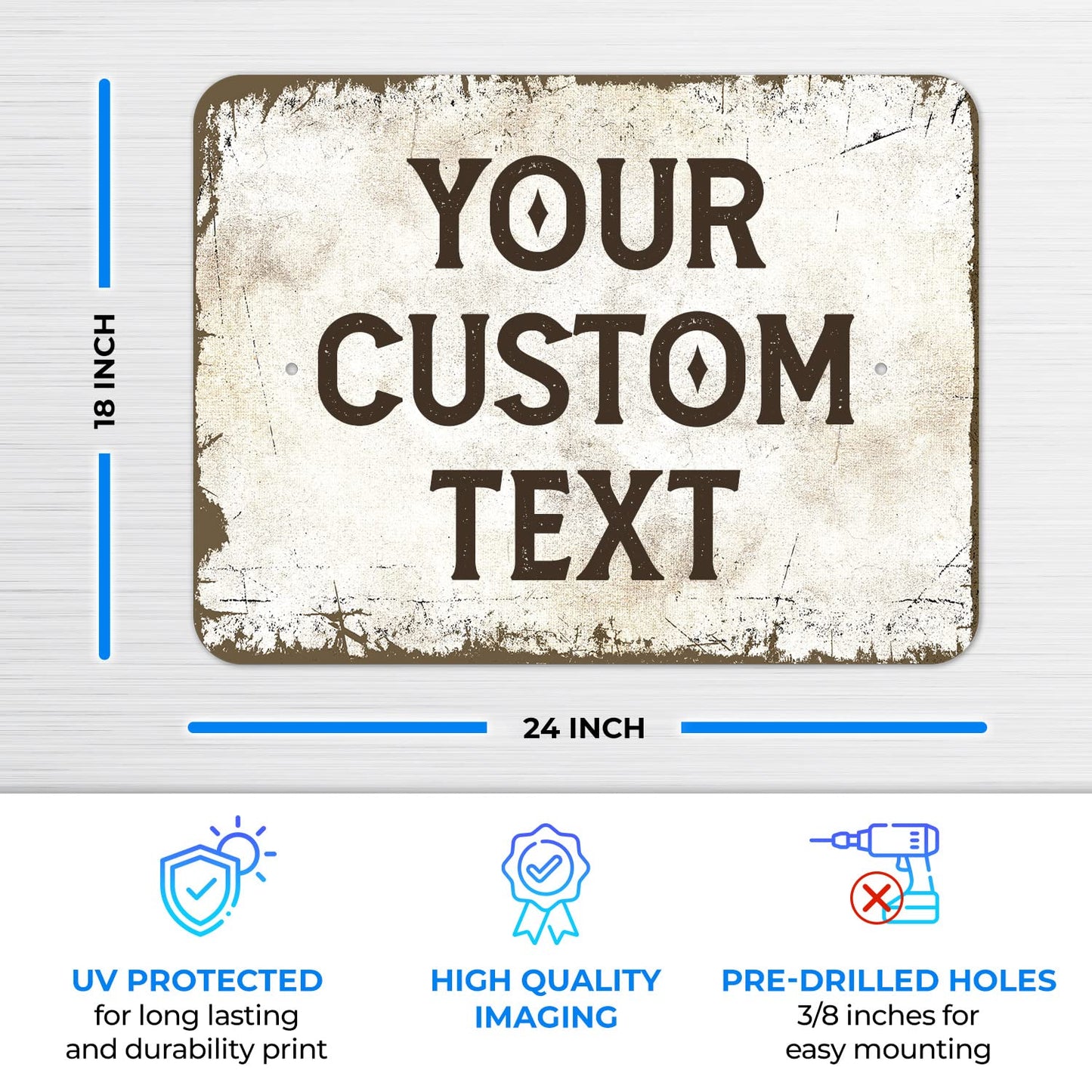 Rustic Custom Sign, Personalized Metal Signs, Gifts for Him Men Dad, Man Cave, Indoor and Outdoor Use 18x24 Inches, ACM, Fade Resistant, Made in USA