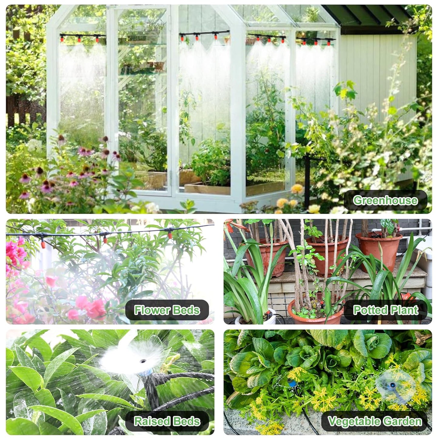 100FT Drip Irrigation System Kit, Automatic Watering System with 30 Adjustable Nozzles & 30M 1/4" Tubing – DIY Solution for Gardens, Greenhouses, Patios & Lawn – Effortless Plant Care + Water-Saving