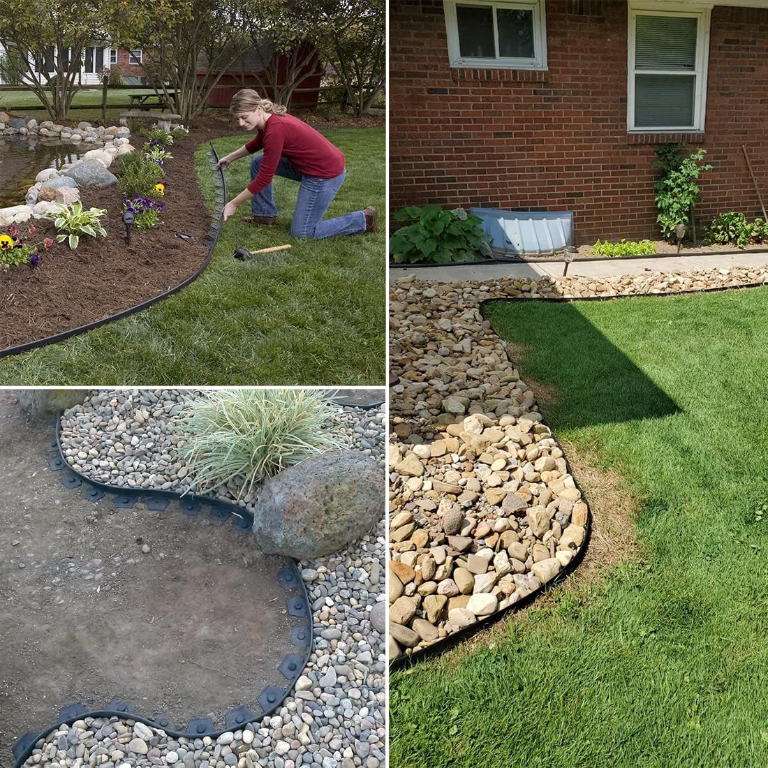 Garden Edging Borders 20FT,Landscape Edging Black[Extra Tall 4IN High] with 30pcs Plastic Stakes, Lawn Edging Flexible DIY Fence for Landscaping,Flower Bed,Grass,Gravel,Tree Surrounding