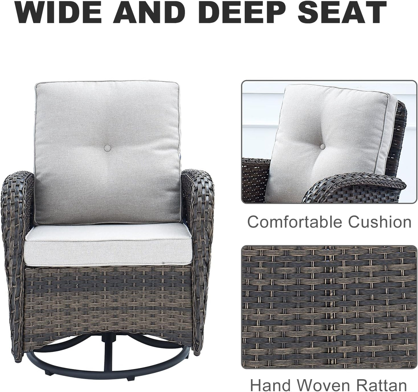 HUMMUH 7-Piece Outdoor Patio Furniture PE Wicker Patio Conversation Set,High Back Patio Couch with Coffee Tables Outdoor Chairs for Backyard,Porch,Deck