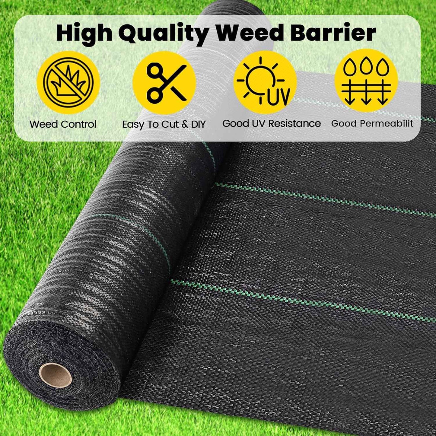 4ft x 300ft Weed Barrier Landscape Fabric Heavy Duty Premium Weed Control Fabric Durable & Eco-Friendly Weed Block Gardening Mat Landscaping Fabric