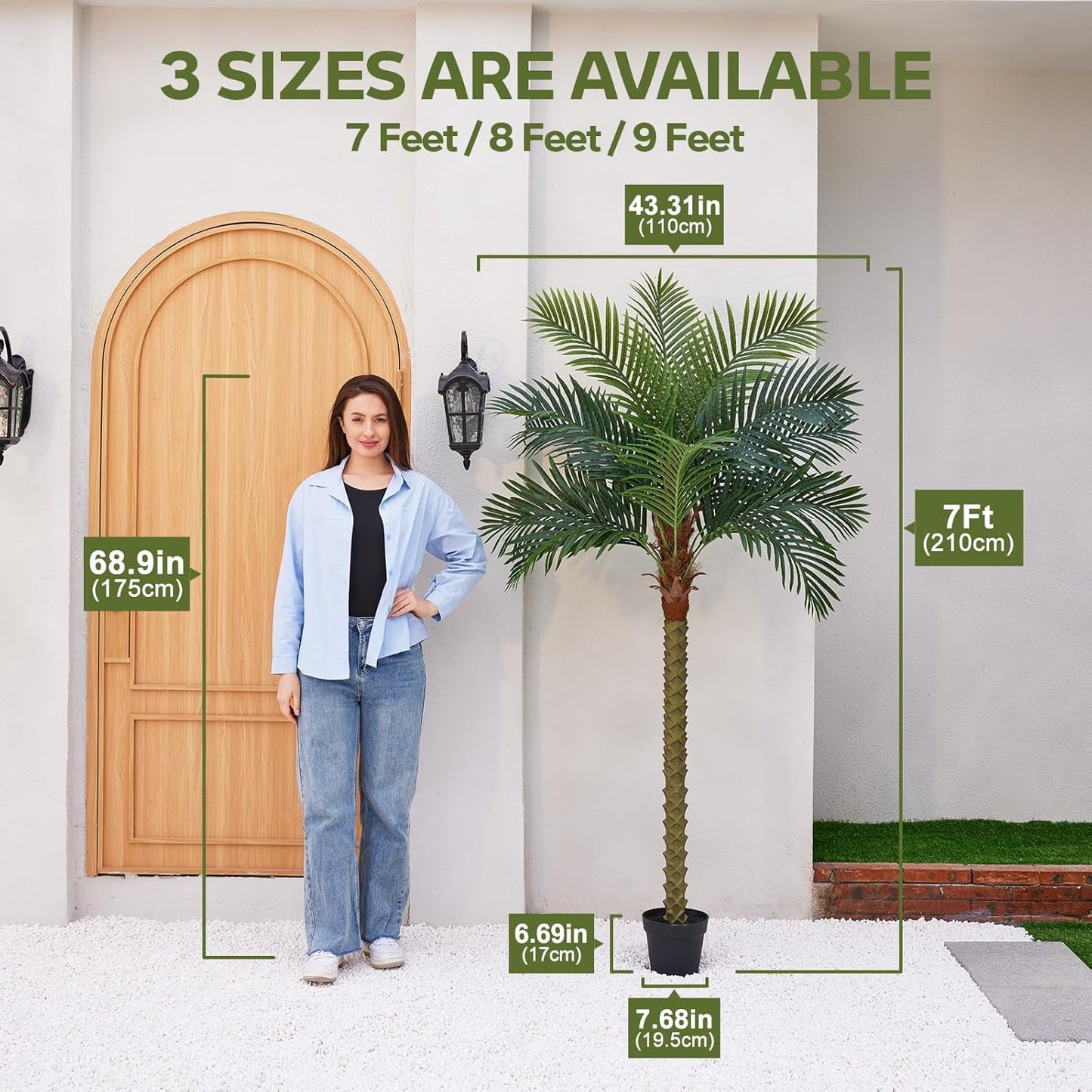 VeriNatural 7FT Artificial Palm Tree for Outdoor & Indoor Decor – Tall Large UV Resistant Faux Palm Tree, Tropical Artificial Tree for Patio, Living Room, Poolside & Commercial Spaces (Set of 2),VN227