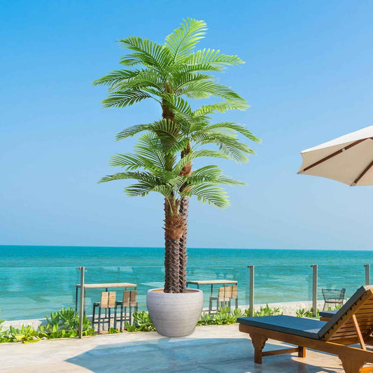 10ft Tall Artificial Palm Tree for Outdoors - Triple Phoenix Palm, UV Resistant, Large Fake Silk Palm Tree - Perfect for Patio, Poolside, Home Indoor Aesthetic Decor